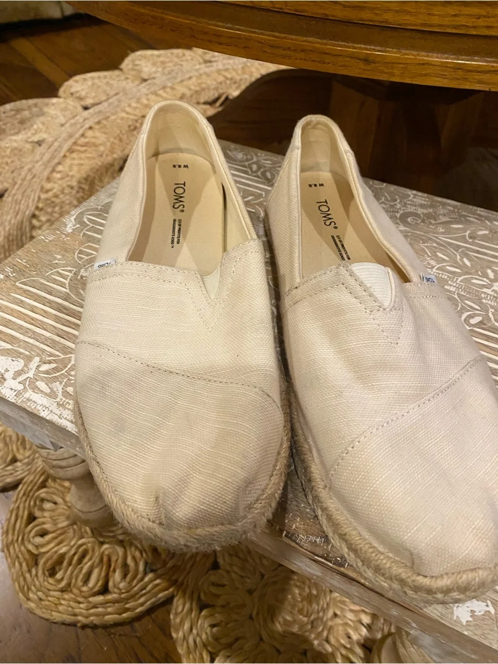 Toms Beige Canvas Espadrille Flats